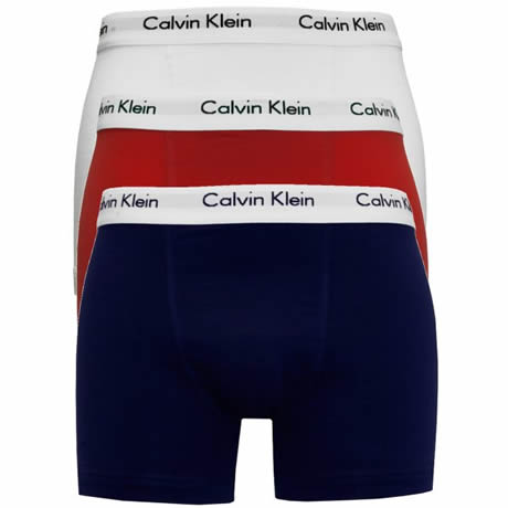 Calvin Klein Cotton Stretch 3 Pack Trunk u2662g-103 Red/White/Blue
