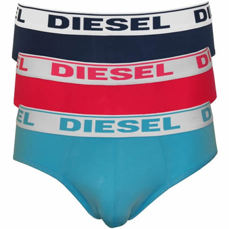 Diesel UMBR-ANDRE Briefs 3 Pack 00SH05-0GAFN-02 Turquoise/Pink/Navy